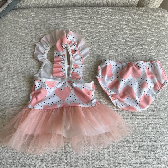Girls Two Piece Bathing Suit w Tulle - 18 mths - Picture 2 of 3